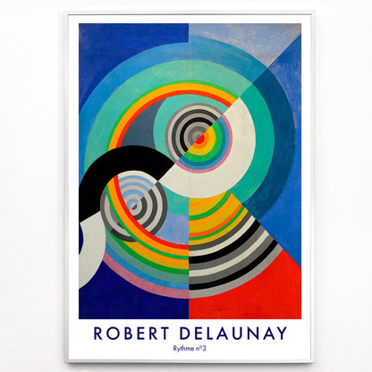 Closeup detail of Abstract colorful concentric circles painting and poster inspired by Rythme n3 by Robert Delaunay featuring circular shapes for art lovers and collectors