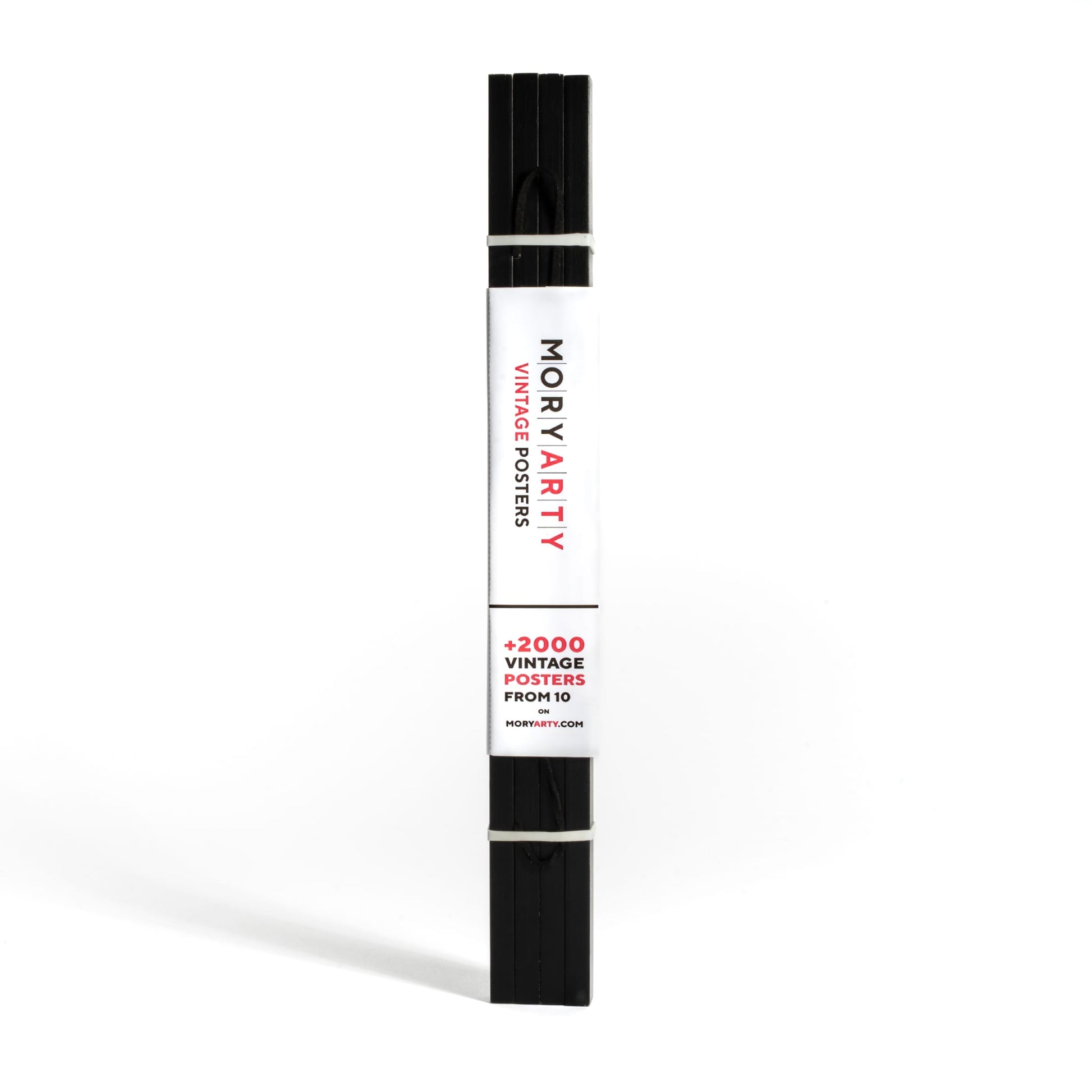 Black Pine magnetic wood frame with two sleek wooden bars and a simple rope for hanging, displaying a poster on a wall in a modern, elegant setting, full back picture