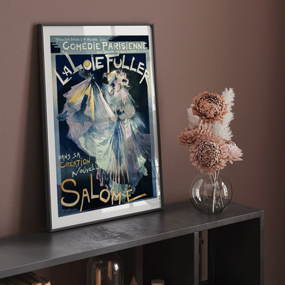 Poster of Comedie Parisienne featuring Loie Fuller by Georges de Feure colorful dancer in flowing dress artwork, framed and displayed in home decor