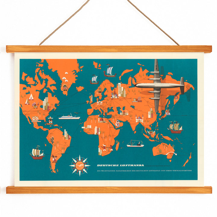 , with wooden magnetic frame on white background
